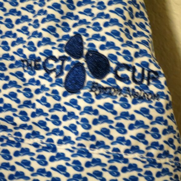 Mizzen Main Shirt Men Large Short Sleeve Golf Polo Classic Fit White Blue Hats - Picture 5 of 7